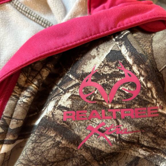 Realtree Camo Quarter Zip Pullover Sweatshirt Green Pink Medium Hunting Outdoors - Picture 4 of 7